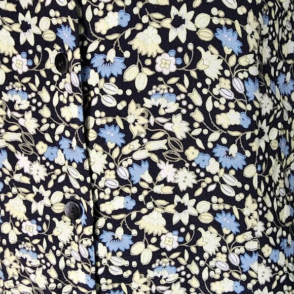 Ann Taylor Loft Dress Womens Size 14 Petite Floral Button Front Y2K Short Sleeve - Picture 5 of 7